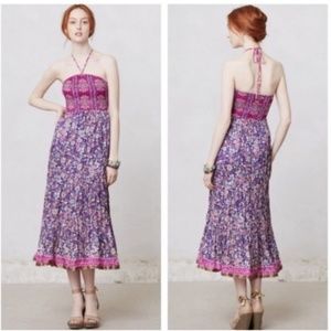 Anthropologie Maeve Daleka Silk Halter Midi Dress